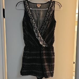 Mossimo Black and White One Piece Shorts Romper